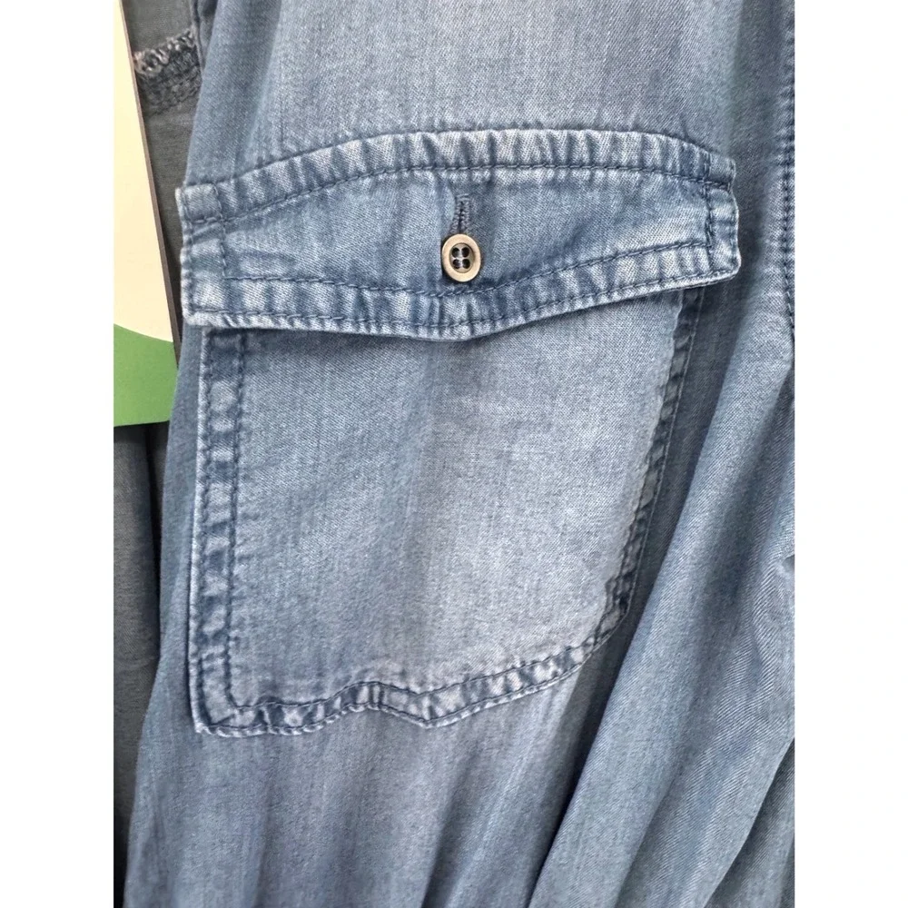 NWT 100% Tencel Love Tree Denim Shirt Dress Medium Light Blue Cowgirl Chic
